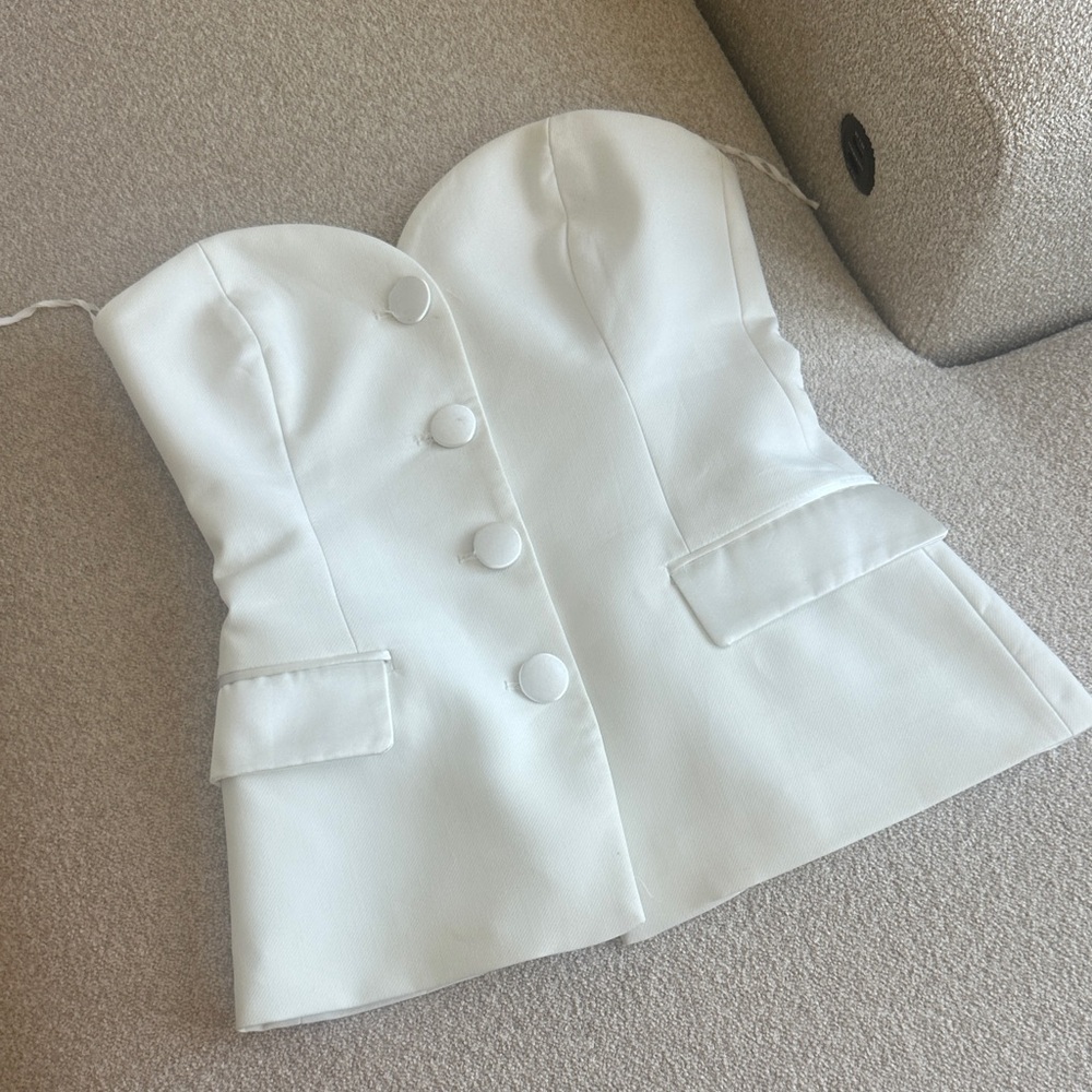 Zara White Strapless Blouse